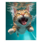 Niedliches Katzen Tauchen Unterwasser im Pool Funn Poster (Vorderseite)