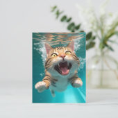 Niedliches Katzen Tauchen Unterwasser im Pool Funn Postkarte (Stehend Vorderseite)