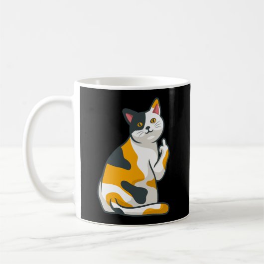 Niedliches Katzen Tier Drehe Sie von Middle Finger Kaffeetasse (Links)