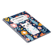 Niedliches Katzen- und Blumenmuster-Notebook Notizblock (Rechte Seite)