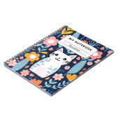 Niedliches Katzen- und Blumenmuster-Notebook Notizblock (Linke Seite)