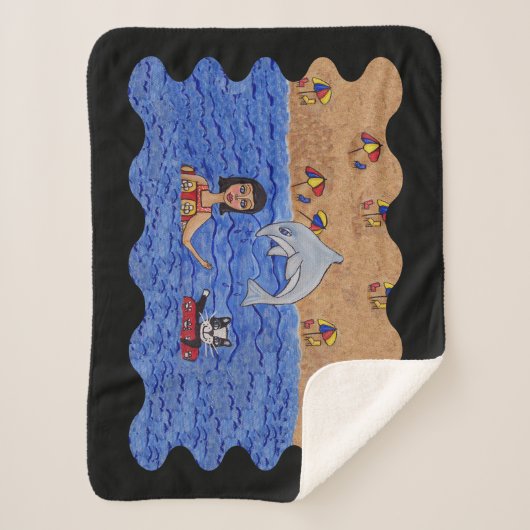 Niedliches Katzen und Dame Rote Innentuben in der Sherpadecke (Vorderseite)