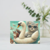 Niedliches Katzen- und Eichhörnchenschiff Postkarte (Stehend Vorderseite)