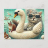 Niedliches Katzen- und Eichhörnchenschiff Postkarte (Vorderseite)