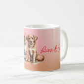 Niedliches Katzen- und Hundefarben Kaffeetasse (VorderseiteRechts)