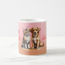 Niedliches Katzen- und Hundefarben Kaffeetasse
