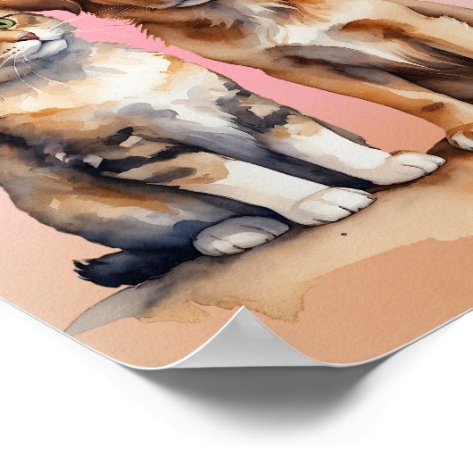 Niedliches Katzen- und Hundefarben Poster (Ecke)
