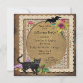 Niedliches Katzen-und Schläger-Vintages Einladung (Rückseite)