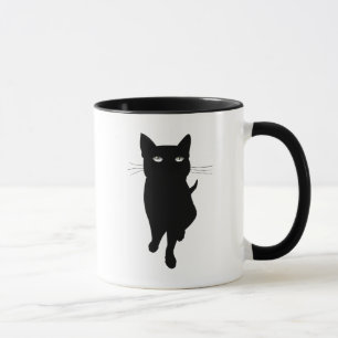 Niedliches katzenartiges der schwarzen Katze Tasse
