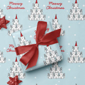 Niedliches Katzenbaum Weihnachtswackelpapier Geschenkpapier
