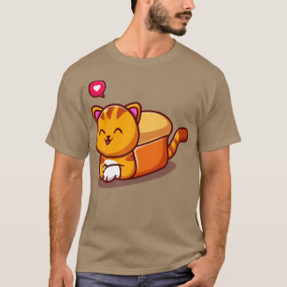 Niedliches Katzenbrot Cartoon T-Shirt