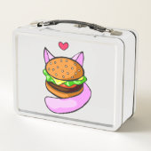 Niedliches Katzenbrotdesign Metall Brotdose (Rückseite)