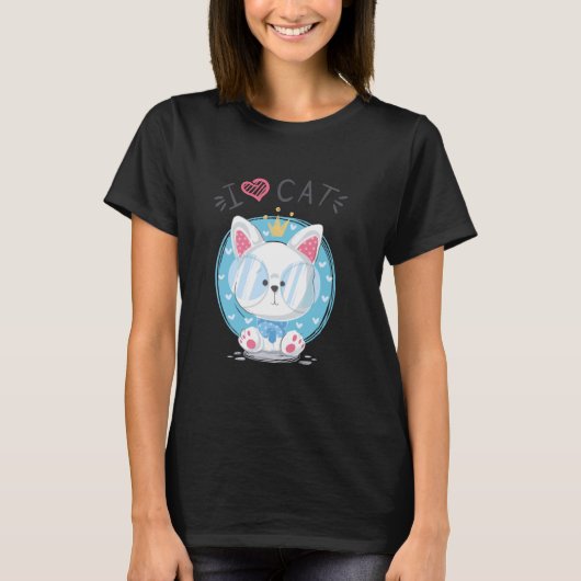 niedliches Katzendesign T-Shirt (Vorderseite)