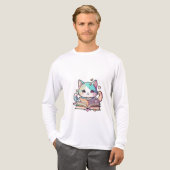 niedliches Katzendesign Tri-Blend Shirt (Vorderseite komplett)