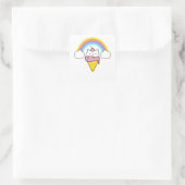 niedliches Katzeneis Regenbogen - Regenbogen Quadratischer Aufkleber (Tasche)