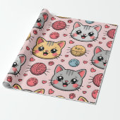 Niedliches Katzenfacenwrapping Paper - Kawaii Kitt Geschenkpapier (Ungerollt)