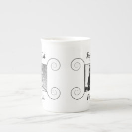 Niedliches KatzenFoto mit handgezeichnetem Rahmen  Porzellantasse