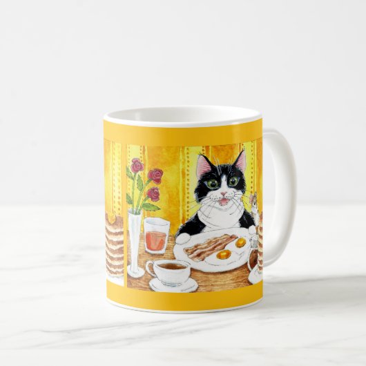 Niedliches Katzenfrühstück Tasse (VorderseiteRechts)