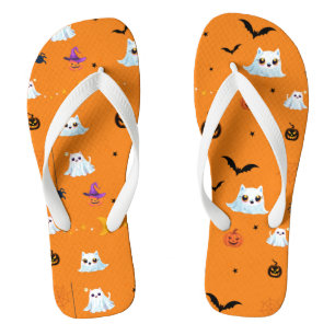 Niedliches Katzengastblatt Halloween Kürbisgeschen Badesandalen