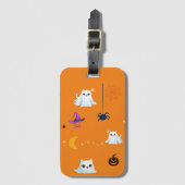 Niedliches Katzengastblatt Halloween Kürbisgeschen Gepäckanhänger (Vorderseite Vertikal)