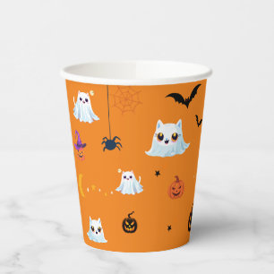 Niedliches Katzengastblatt Halloween Kürbiskuchen Pappbecher