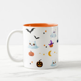 Niedliches Katzengastblatt Halloween Kürbiskuchen  Zweifarbige Tasse