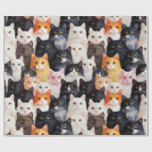 Niedliches Katzengesicht Nahtlos Geschenkpapier (Flach)