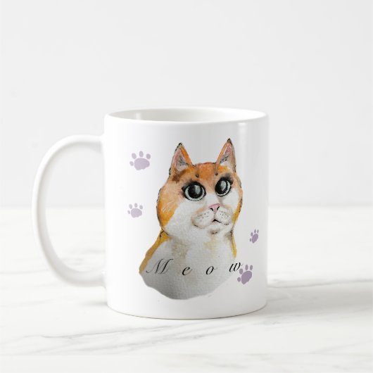 Niedliches Katzengesicht. Rote Katze. Kaffeetasse (Links)