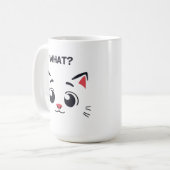 Niedliches Katzengesicht "WAS?" Funny Expression T Kaffeetasse (Vorderseite Links)