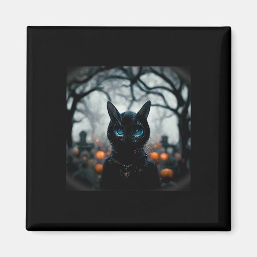 Niedliches Katzengesicht zu Halloween Magnet (Vorne)