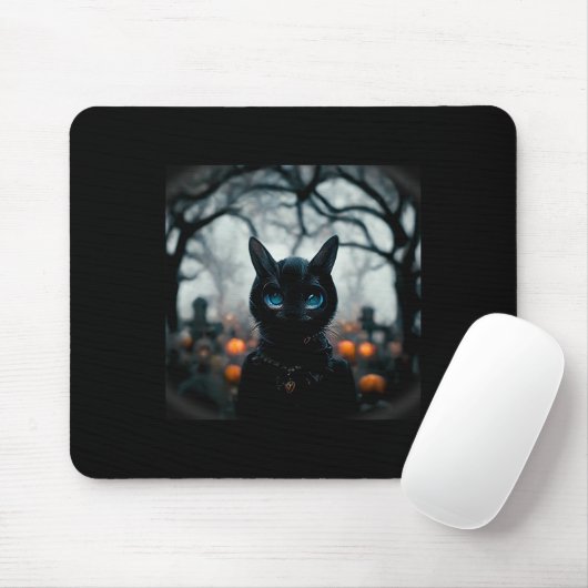 Niedliches Katzengesicht zu Halloween Mousepad (Mit Mouse)