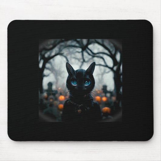 Niedliches Katzengesicht zu Halloween Mousepad (Vorne)