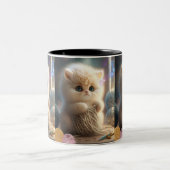 Niedliches Katzengewirr mit Garn Zweifarbige Tasse (Mittel)