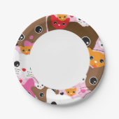 niedliches Katzenhintergrundmuster Pappteller (Vorderseite)