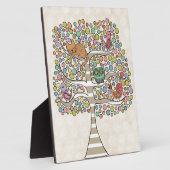 Niedliches Katzenjammer und Vögel in einer Baumill Fotoplatte (Seite)