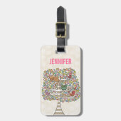 Niedliches Katzenjammer und Vögel in einer Baumill Gepäckanhänger (Vorderseite vertikal)