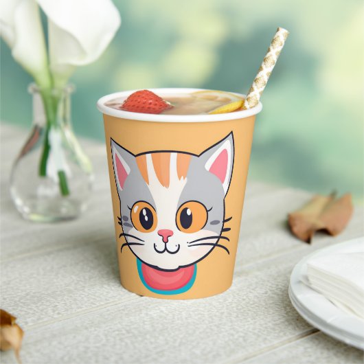 Niedliches Katzenkätzchen Face Heimtiertiere Gebur Pappbecher (In Situ)