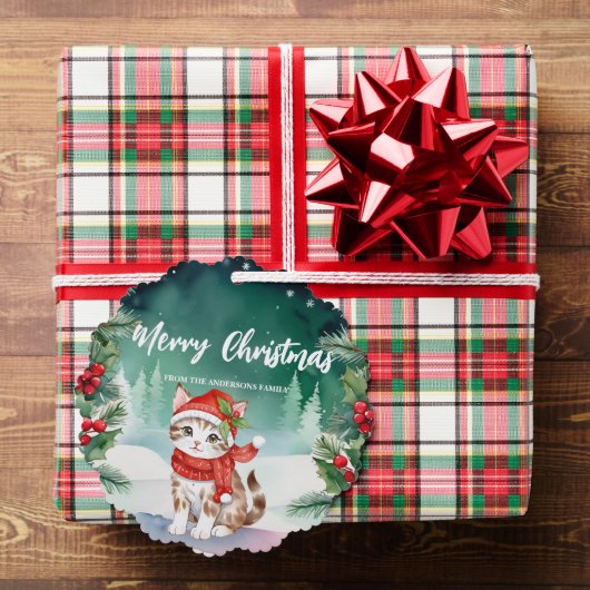 Niedliches Katzenkätzchen Weihnachtsfeier Familien Ornament Karte (Insitu (Geschenk))