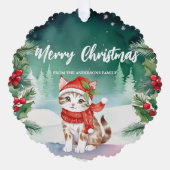 Niedliches Katzenkätzchen Weihnachtsfeier Familien Ornament Karte (Vorderseite)