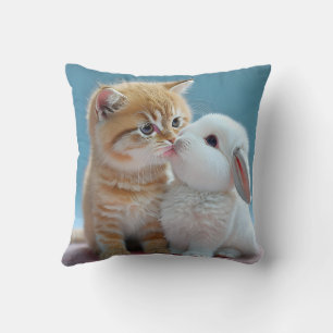 Niedliches Katzenkissen- und Kaninchenkissen Kissen