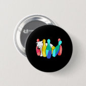 Niedliches Katzenklopfen über Bowling Buttone Kitt Button (Vorne & Hinten)