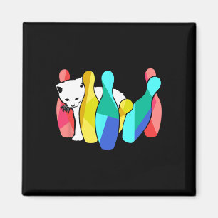 Niedliches Katzenklopfen über Bowling Buttone Kitt Magnet
