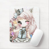 Niedliches Katzenmädchen in lolita Art Mousepad (Mit Mouse)