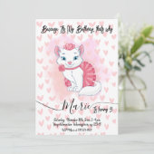 Niedliches Katzenmädchen zum Geburtstag. Einladung (Stehend Vorderseite)