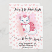 Niedliches Katzenmädchen zum Geburtstag. Einladung (Vorne/Hinten)