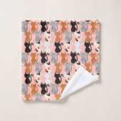 Niedliches Katzenmuster auf Rosa Badhandtuch Set (Waschlappen)