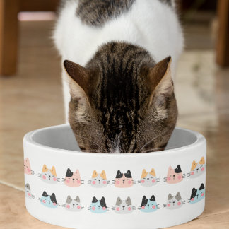 Niedliches Katzenmuster auf Weiß Napf