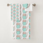 Niedliches Katzenmuster Badhandtuch Set (Insitu)