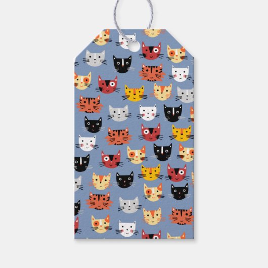 Niedliches Katzenmuster Geschenkanhänger (Vorderseite)