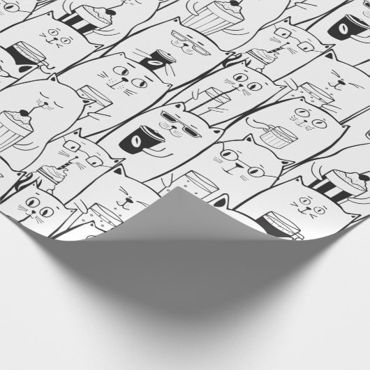 Niedliches Katzenmuster Geschenkpapier (Ecke)